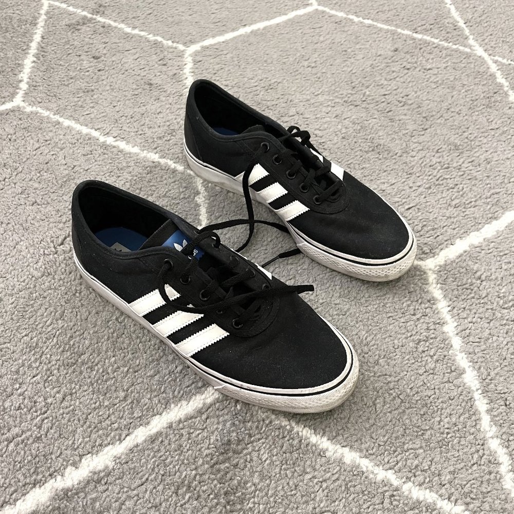Black and White Adidas Match Break Super Shoes, Size 10.5
